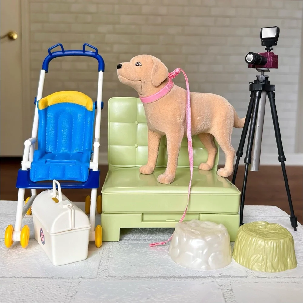 Vintage Y2K Barbie accessories & furniture lot Happy Family Tanner dog Real Life